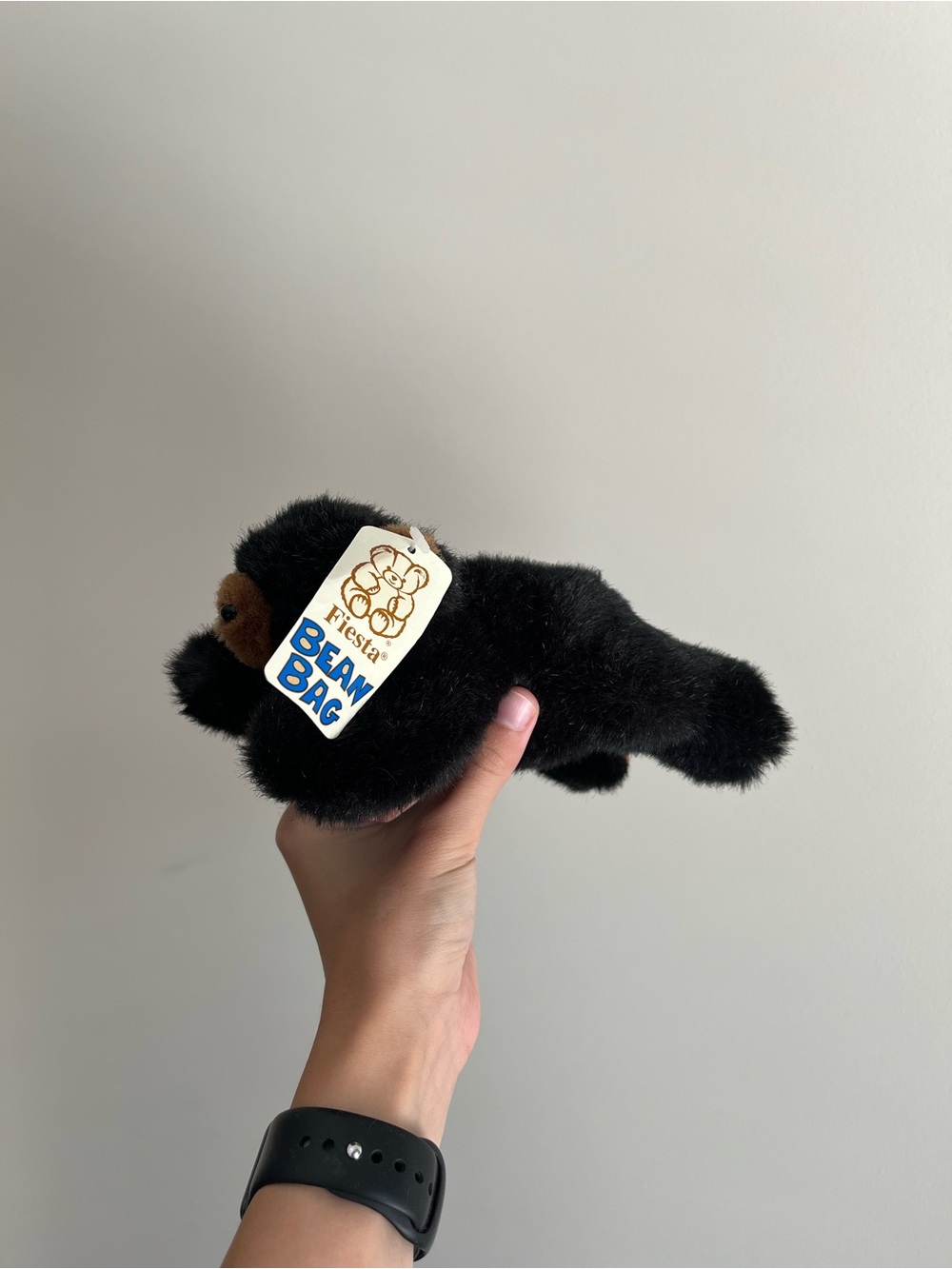 NWT VTG Fiesta Black Plush Bean Bag Bear Stuffed Animal